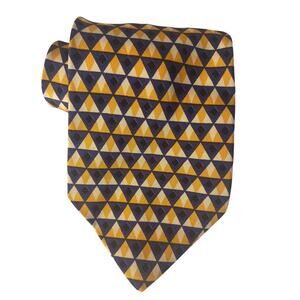 Echo Geometric Yellow & Blue Silk Tie Made in Italy Necktie